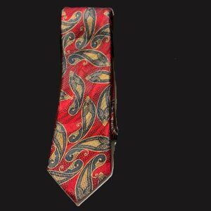 Geoff Nicholson Men's Vintage Red Paisley Silk Tie Made in Italy